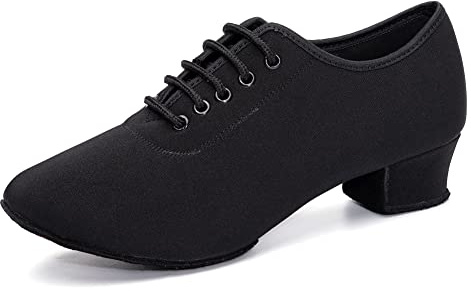 JUODVMP Latinamerikanska slutna dansskor med snörning Salsa Tango Jazz Balsal Träningsskor Modell NJB, Njb 3 cm svart slitsad mockasula, 40 EU