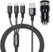 Goodyear Caricatore 3 in 1 Lightning/Micro USB/USB-C, Presa Accendisigari con Doppia USB, Cavo 120cm, per Auto