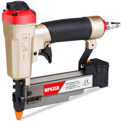 meite MP635B Pin Nailer, Pneumatic 23 Gauge Pin Nailer, Air Micro Pin Nail Gun, Fits 1/2 to 1-3/8 23 Gauge Pin Nails, Ideal for Paneling, Small Trim, Fine Molding, and Craft Work