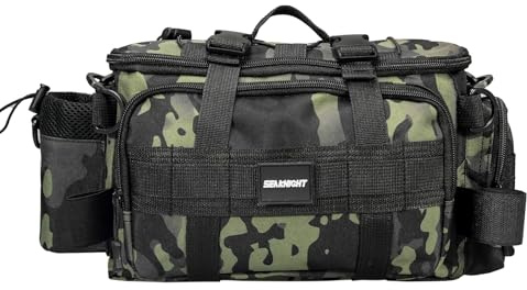 Seaknight Fishing Bag Single Shoulder Carp Fishing Tackle Bags Holdall Sea Fishing Bag Camouflage Outdoor Carryall Bag Hiking Travel Pack