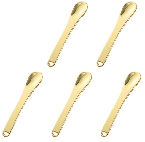 Didiseaon Cucharas De Maquillaje Portátiles 5 Piezas Tamaño Mini De Aleación De Zinc Dorada Para Crema De Ojos Uso Personal y Profesional Masaje Facial