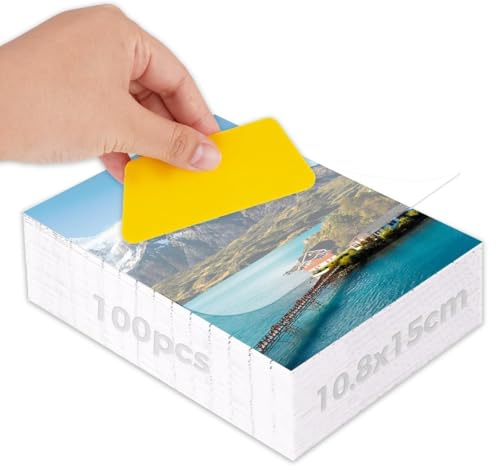 100 Pieces Self Seal Laminating Pouches, 10.8 x 15 cm PVC A6 Matte Cold | Laminating Film, Waterproof Clear Laminate Sheets, Waterproof Clear Laminate Sheets for Business Cards, Photos and ID Cards