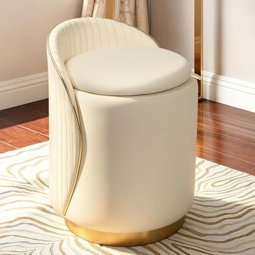 Taburete con respaldo, silla de maquillaje giratoria 360°, taburete para sofá, asiento pequeño, baño, silla de maquillaje, taburete de escritorio y oficina, asiento pequeño, ideal como silla cosmética