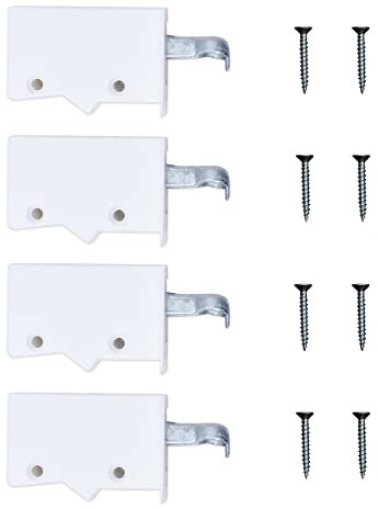 4x sossai® Dexo Schrankaufhänger | Aufhänger + Schrauben Set | Farbe: Weiß | Wandhalter, Schrankträger, Schrankhalter für Küchen-Hängeschränke