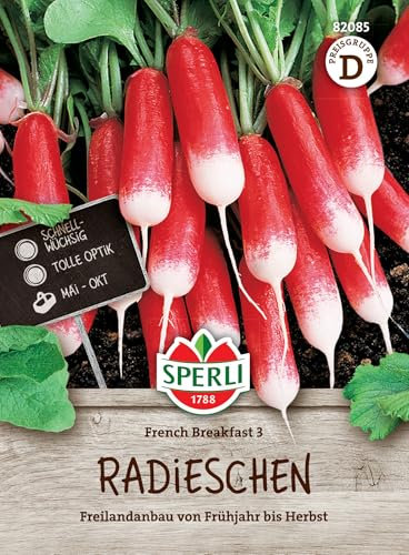 Sperli Radieschensamen French Breakfast 3 82085 - Gemüsesamen für Radieschen mit einer tollen Optik und einem Inhalt für 12 bis 15 lfd. Meter - Saatgut