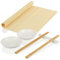 com-four® Set Sushi 7 Pezzi con Bacchette, Ciotola, Tappetino e poggiabacchette - Bellissimo Servizio da Portata - Accessori da Cucina - con Ciotole per Salse