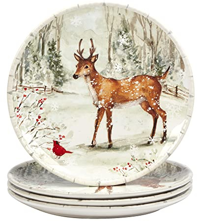 Certified International Winter's Walk 11.25 Dinner Plates, Large, Multicolor, Set of 4