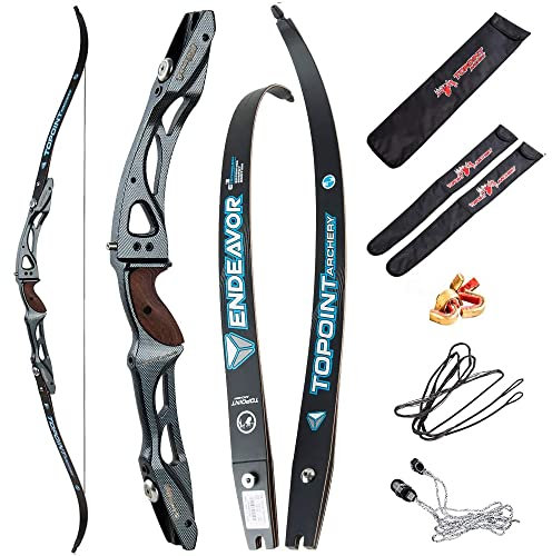 SHARROW Bogenschießen Takedown Recurve Bogen ILF Wurfarme und Riser 66/68/70 Zoll Erwachsene Wettbewerb Bogen Recurvebogen Sportbogen Jagdbogen (68/26lbs, Karbon)