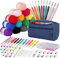YINVA Häkelset für Anfänger 15Pcsx25g Häkelgarn Häkelnadel Set 2mm-8mm Ergonomische Häkelnadeln Crochet Set Stricken für Anfänger Set Tragbaren Tasche Strickzubehör(Blau)