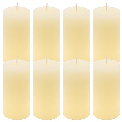 Rustik-Kerze Höhe 10 cm Ø 5 cm lange Brenndauer Rund-Kerze Säulenkerzen Kerzen-Deko Tafelkerzen Weihnachts-Kerzen Hochzeits-Deko (creme, 8)