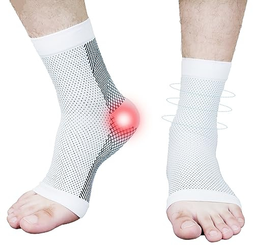 Kseyic Calze per neuropatia, nano-calze per neuropatia, calze compressive, calze per fasciatura della caviglia, fasciatura del piede per fascite (bianco, S-M)