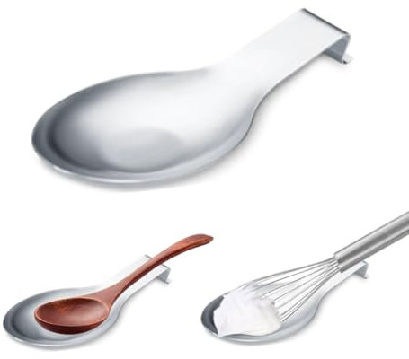 Repose Cuillere Inox Porte Cuillere Cuisine - Grand Repose pour Ustenciles de Cuisine 24 * 10cm -Resistant & Facile Nettoyage (Argente)