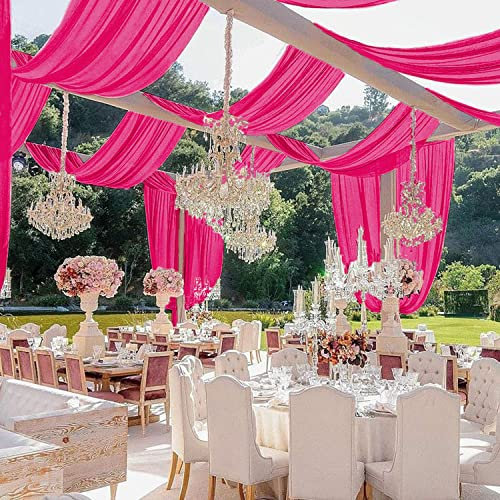 MODFUNS Tende ad arco per matrimoni, 1,5 x 0,9 m, 4 pannelli, in chiffon, drappeggi per soffitti, tende velate per sfondo, tende da soffitto, per matrimoni, compleanni, celebrazioni, decorazioni
