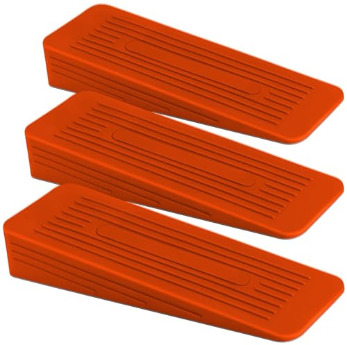 AFFIXERS Door Stop | Door Stoppers for Floor Anti-Skid, Durable, and Heavy Duty Rubber Door Stops | Ideal for All Types of Surfaces | Door Wedges Indoors (Orange, Pack of 3)