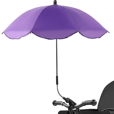 Baby Stroller Umbrella Parasol, Baby Pram Parasol UV Protection with Adjustable Fixing Clamp, Clip Stroller Umbrella, UPF 50+ Sun Parasol Umbrella for Pram, Stroller, Pushchair and Bu-ggy