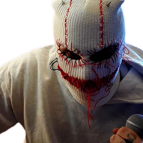 KANGQL Cagoule Amusante En Tricot Vieilli, Cagoule Effrayante, Masque Sournois, Chapeau De Fête Tricoté, Bonnet D'Hiver Unisexe Pour Homme Et Femme, Couleur B