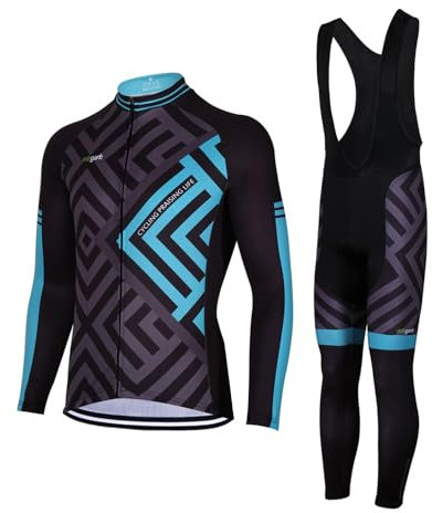 Meicynhoger Ropa Ciclismo Otoño Invierno para Hombre y Mujer,Ciclismo Maillot MTB de Manga Larga y Culotte Pantalones Acolchado 3D