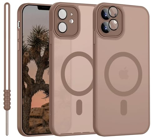 YUANDMI iPhone 11 Hülle mit MagSafe, Hanyhülle iPhone 11 Magnetisch Matte Touch Kameraschutz, Anti-Gelb rutschfest Kratzfest Schutz Stoßfest Hülle für iPhone 11 Braun