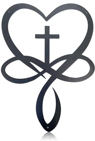 Natrlart Metal Infinity Heart Cross Wall Decor, Crosses Wall Art Home