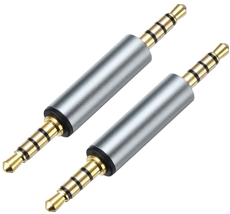 QUARKZMAN 2Pz Adattatore Audio Maschio-Maschio 3,5mm Adattatore Accoppiatore Maschio Stereo 3,5mm Connettore, Adattatore Spina Jack Stereo Trs 3,5mm per Altoparlante Telefono, Grigio