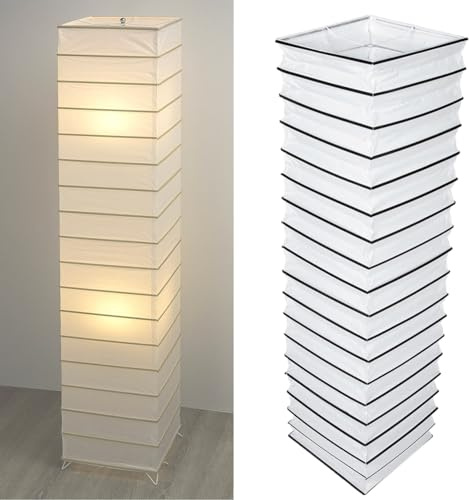 Papier Stehlampe Lampenschirm 125 cm Papierdesign Stehlampenschirm Reispapier Stehlampe Lampenschirm in Eckig mit Bambus Dekor Standleuchte Ersatzschirm Zeitgenössischer Stehlampenschirm Ersatz
