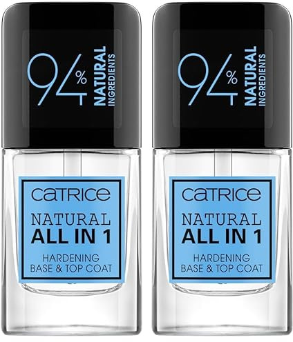 Catrice Natural All in 1Hardening Smalto Unghie Base & Top Coat, protettivo, lucida, brillante, traslucida (10.5ml) (Confezione da 2)