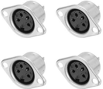 QUARKZMAN Presa DIN Femmina S-Video A 4 Pin Connettore A Pannello Per Saldatura Per Connettori Audio/Segnale Confezione Da 4 Colore Argento