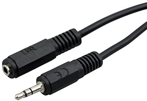 ecabo 10022 Stereo Audio Klinken-Verlängerung 3,5mm Klinken Stecker auf 3,5mm Klinken Buchse – AUX-Kabel – Verlängerungskabel – für Autoradios, MP3-Player, Receiver, Computer, Laptops, 2,50m, schwarz