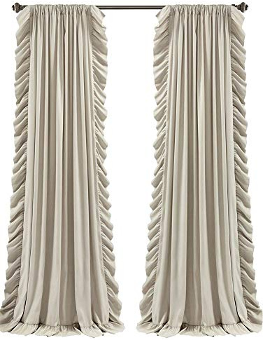 Lush Decor Reyna Wheat Window Curtains Panel Set for Living, Dining Room, Bedroom (Pair), 84 x 54 inches, 84 x 54 inches