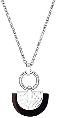 s.Oliver Kette mit Anhänger Edelstahl Damen Halsschmuck, 42+3 cm, Schwarz, Kommt in Schmuck Geschenk Box, 2032529