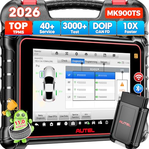 Autel Scanner MaxiCOM MK900TS, 2026 MK900-TS Same as MX900TS TS900, Top TPMS Functions Bidirectional Scan Tool, Up of MK900BT MK900 MX900 MK808S-TS MK808S, DoIP CAN FD, 40+ Service, 3000+ Tests, FCA