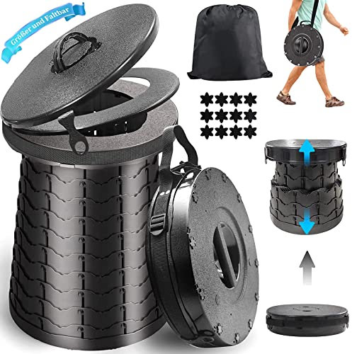 XIUWOUG Große Campingtoilette für Erwachsene, Einziehbare Tragbare Autotoilette Klapptoilette, Höhenverstellbare Außentoilette, für Klapphocker, Angeln im Freien, Camping, Wandern