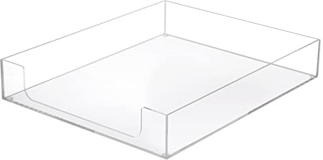 BTSKY 1 Pack Multipurpose A4 File Tray Clear Acrylic Desk Tray Organizer Elegant Letter Size Desk Documents Trays Magazine Files Storage Basket Organizer Bin for Office Cosmetics Bathroom