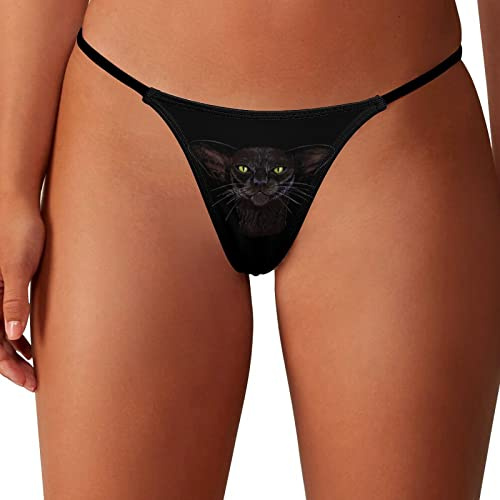 GQWJKSZ Mutandine da Donna Black Cat Face G-Strings Perizoma Sexy T Back Panty