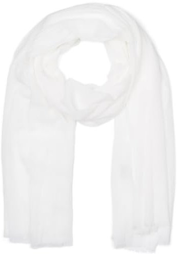 styleBREAKER Damen Schal Leicht & Transparent mit kurzen Fransen | Einfarbiges Halstuch für Frühling und Sommer | Weiches großes Schultertuch 188 x 100 cm, Farbe:Weiß