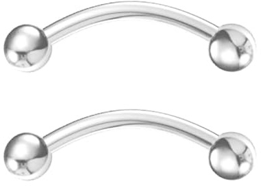 Body CAC Rook Bridge Helix - Piercing per sopracciglio, in titanio, curvo, 20 G/18 G/16 G, 6 mm/8 mm/10 mm/12 mm, Titanio