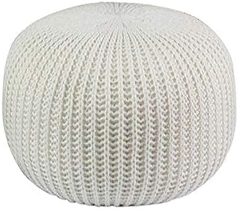 Genérico Reposapiés otomano otomano, puf otomano Redondo, Taburete de Cuerda Trenzada de algodón, puf de Punto, Silla de Piso Hecha a Mano para Sala de Estar, Cama y Dormitorio (A 50 x 50 x 30 cm)