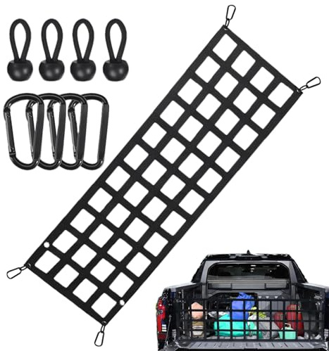 Pickup LKW Bett Heckklappennetz | UV-geschütztes Netz Cargo Mesh für LKW Heckklappe - Wetterfestes Frachtnetz mit Karabinerhaken für Kaja Möbel