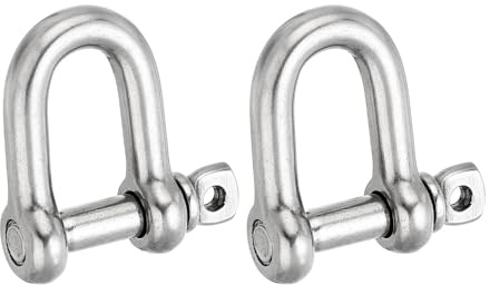 PATIKIL Grillo Perno a Vite M5 3/16 220lbs, 2 Confezioni Grilli Anello a D Acciaio Inossidabile 304 per Catene Fune Metallico Esterno, Argento