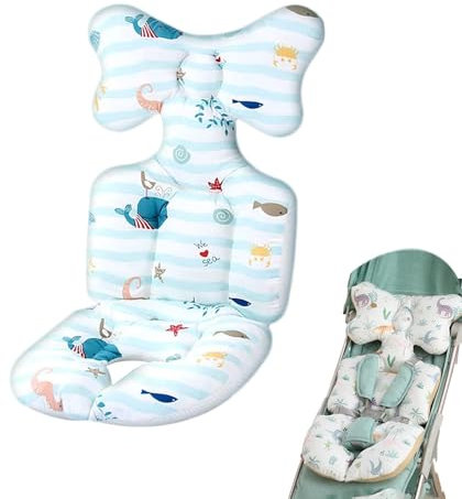 JUMUAO Baby Sitzauflage Kinderwagen Sommer & Winter,Atmungsaktiv Buggy Einlage,Baby Sitzkissen Baumwolle,Universelle Kinderwagenmatratze,Kompatibel mit den meisten Kinderwagen (A)