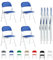 mcc direct Set of 4 Folding Chairs, Faux Leather Foldable Chairs with Metal Frame and Padded Seat, Easy to Fold and Store for Home, Office, Dining and Reception (Blue)