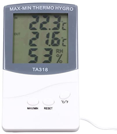 Tbest Digital inomhus- och utomhustermometer 25 % till 98 % - 50 till 70 ℃ med sond, stor Sn temperatur- och luftfuktighetsmätare, trädgårdsredskap utomhustermometer