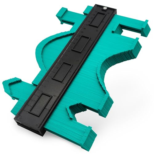 Contour Gauge Green Profile Tool 10 Inch/25cm - Extra Wide Profile Duplicator with 7.2cm Deep Teeth for Perfect Flooring Fit and Plumbing Pipes - ABS Measuring Tool - Tools for Men