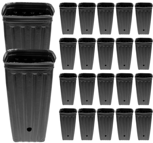 GARIOUANS 30 Stück Anzuchtbecher Pflanzgefäß aus Leichtem Kunststoff Hoher Schlanker Pflanztopf mit Guter Belüftung und Wasserspeicherung Geeignet für Blumen Gemüse Setzlinge und