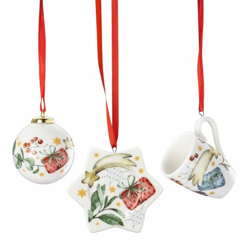 Hutschenreuther Lot de 3 Mini gobelets (Mini Assiette en Forme d'étoile, Anse et Boule en Porcelaine)