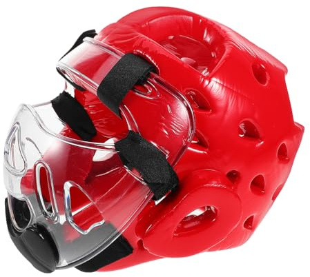 TOYANDONA Casque de Taekwondo pour Adultes et Garçon et Filles avec Mousse Haute Densité, Protège-tête Réglable en Sangle pour Arts Martiaux et Sparring, Couleur Rouge
