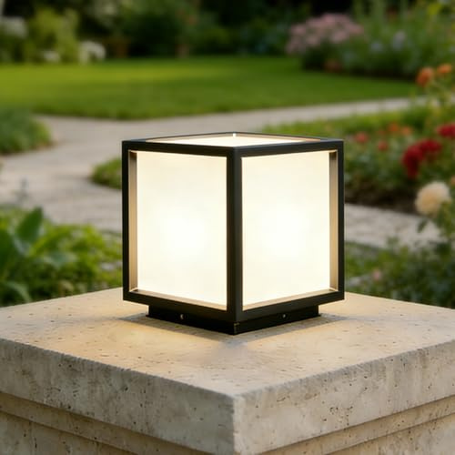 EBION Lampada da Parete Esterno E27, Alluminio Nero IP65, Lampione da Giardino per Porta Balcone Recinzione, Lampadina non Inclusa