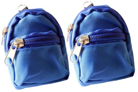2Pcs Blue Mini Doll Backpack School Bag Model Dollhouse School Accessory for 1/6 Scale Décor,Simulation Mini School Bag Model, for Doll House Furniture Decor Dollhouse Accessories ﻿