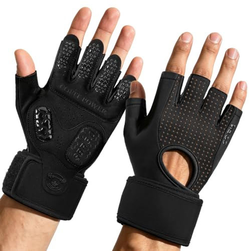 COFIT Gym Gloves with Wrist Support for Men Women, Weight Lifting Gloves | Fingerless Gym Gloves with 5mm SBR Palm Padded, Wear-Resistant Anti-Slip Silicone Grip and Breathable Mesh for Pull-Ups, Gym