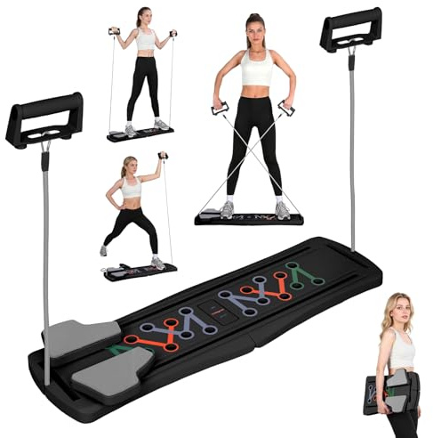 Tabla de pilates, tabla reformadora de pilates plegable para entrenamientos en casa, entrenador abdominal y central portátil con agarre antideslizante, plástico de alta densidad soporta 300 libras